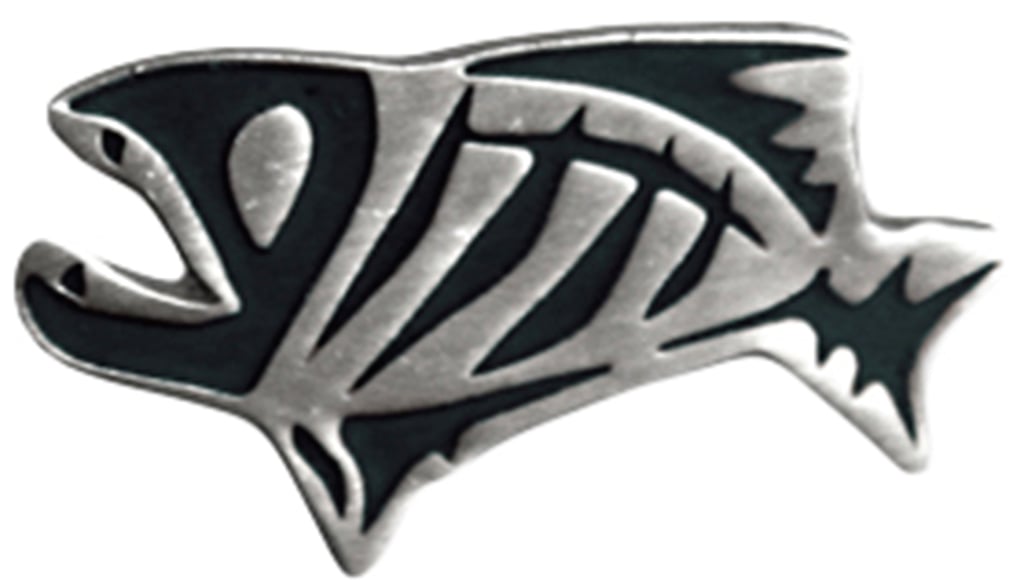 G. Loomis Antique Gray Skeleton Fish Lapel Pin