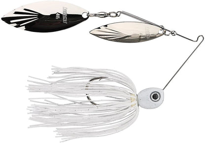 The Accent River Special Spinnerbaits by Accent features two metallic blades of varying sizes and a white skirt, mimicking fish scales. Its wire frame and enticing water motion make it ideal for aspiring Bassmaster Classic champions.