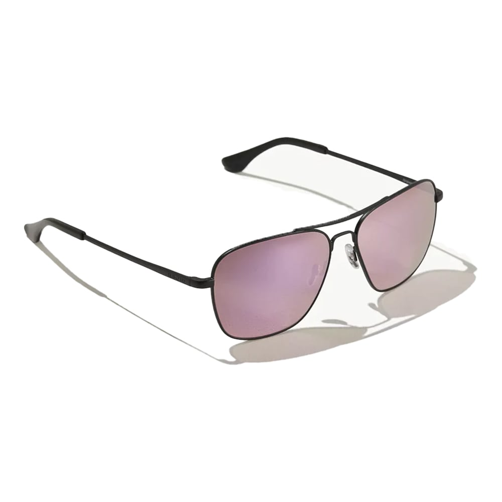 Bajio Snipes Sunglasses Black Matte Frame with Rose Mirror