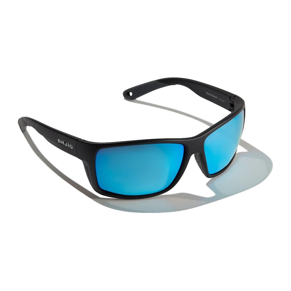 Bajio Sunglasses Bales Beach Black Matte Blue Mirror 1