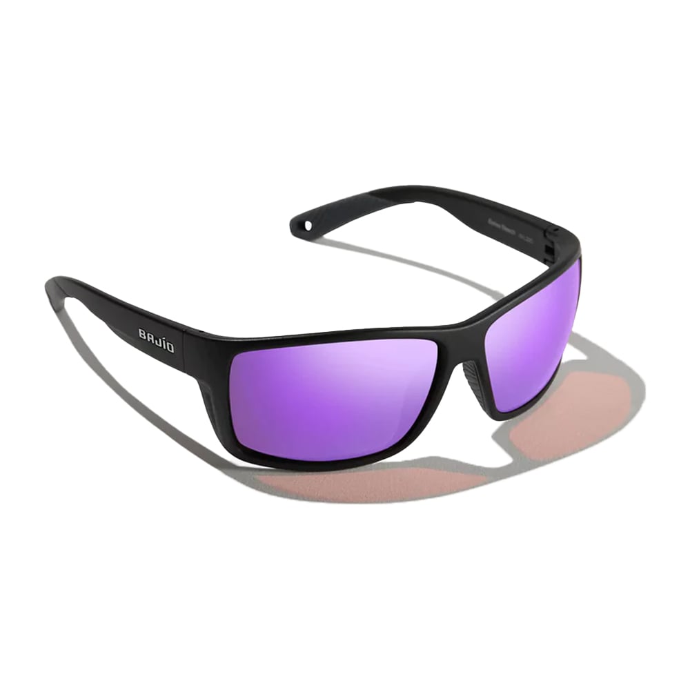 Bajio Sunglasses Bales Beach Black Matte Violet Mirror