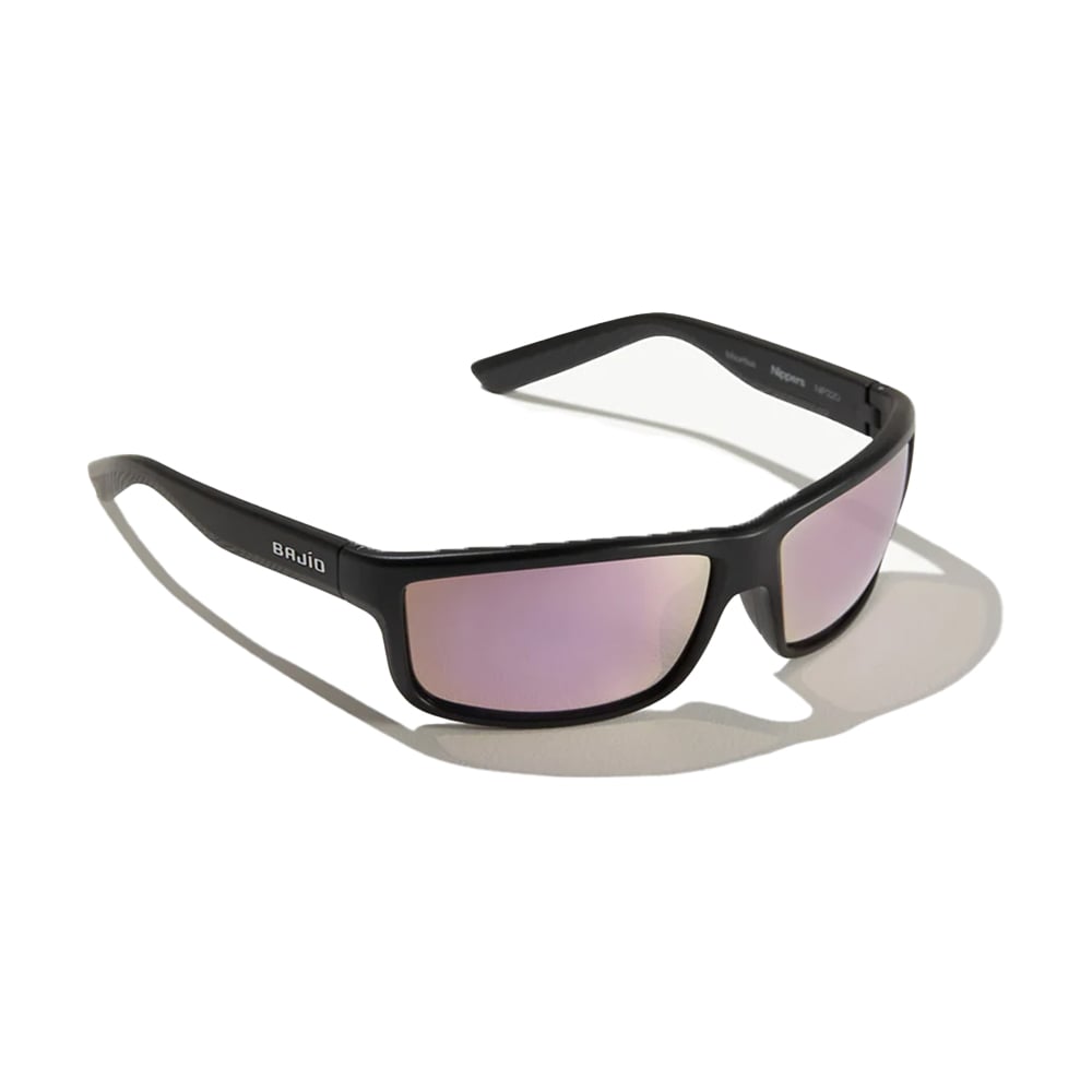 Bajio Nippers Sunglasses Black Matte Frame with Rose Mirror