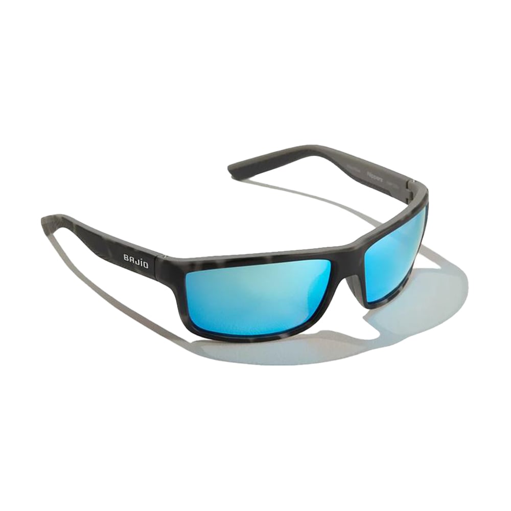 Bajio Nippers Sunglasses Gray Tortoise Matte Frame with Blue Mirror