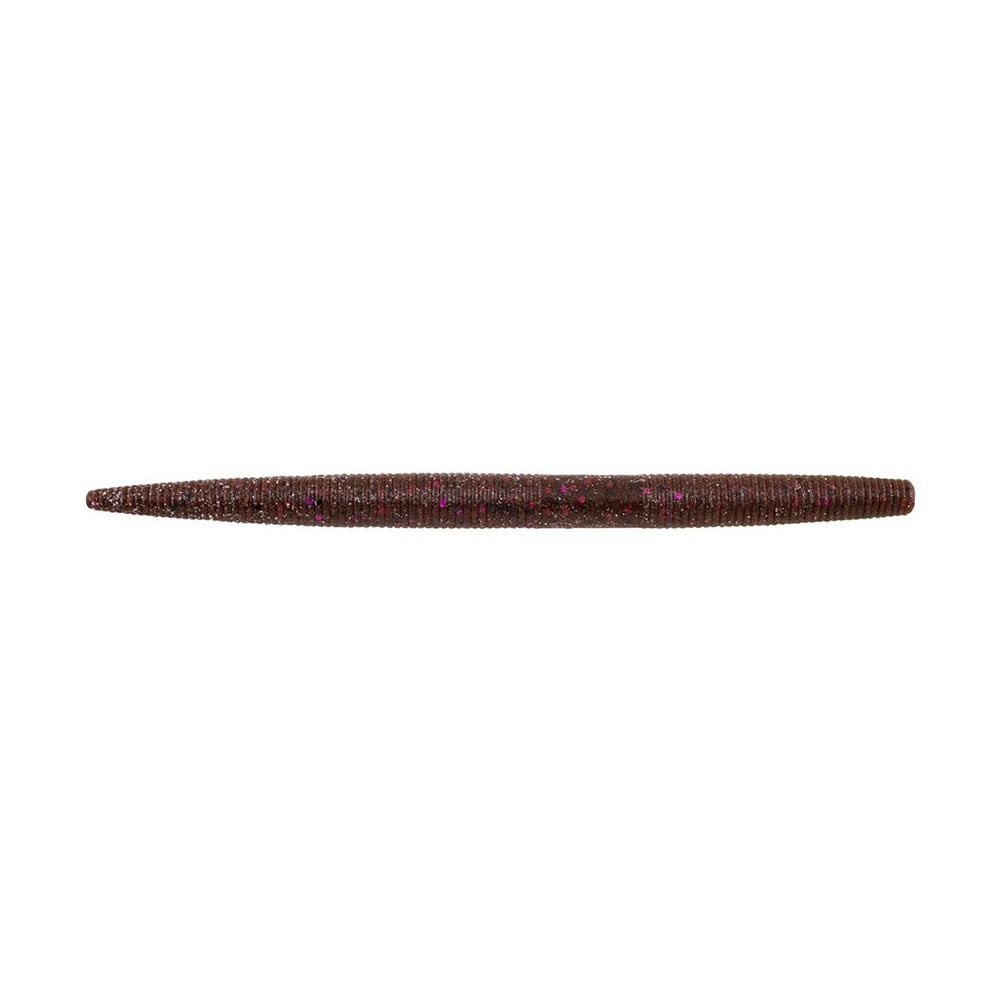 The Berkley Powerbait MaxScent The General, a realistic brown worm bait from Berkley, features textured surfaces with subtle purple glitter for excellent scent dispersion, shown horizontally on a plain white background.