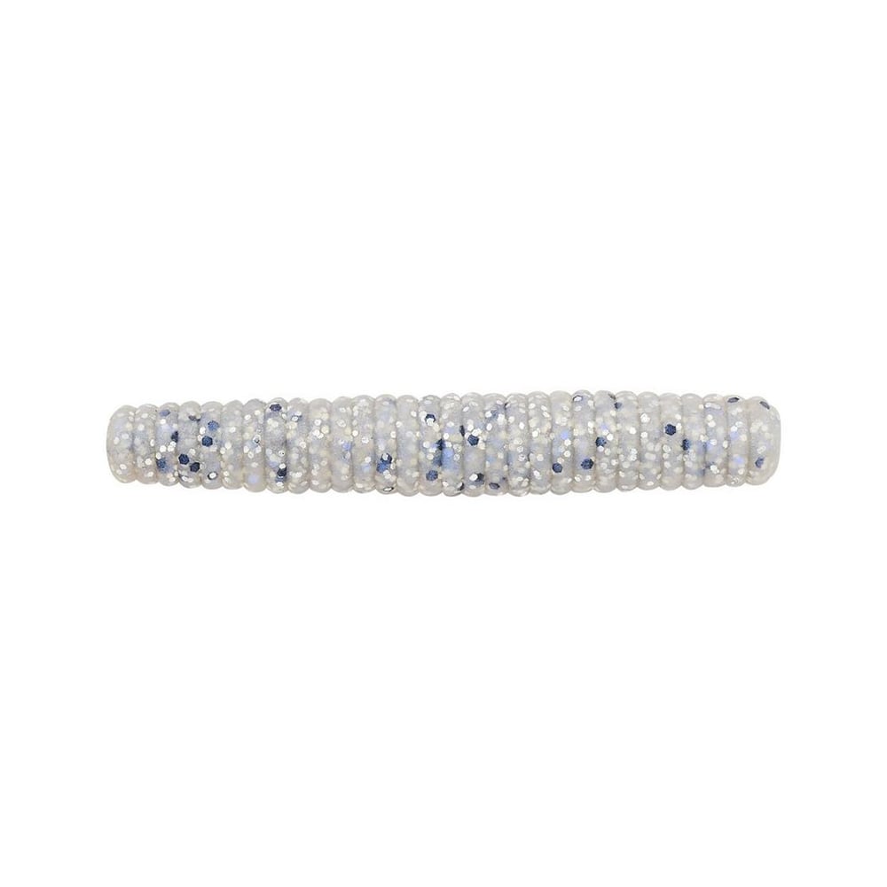 The Berkley Powerbait MaxScent Lil' General by Berkley is a cylindrical item adorned with pearl-like beads and small blue gemstones in a decorative pattern, evoking the look of an elegant and luxurious stick bait.