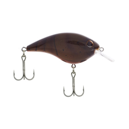 The Berkley Frittside Crankbait is a brown fishing lure featuring two treble hooks and a clear lip for diving, making it ideal for bass fishing. Its glossy finish and sleek design replicate baitfish effectively, with balsa actions providing alluring movement.