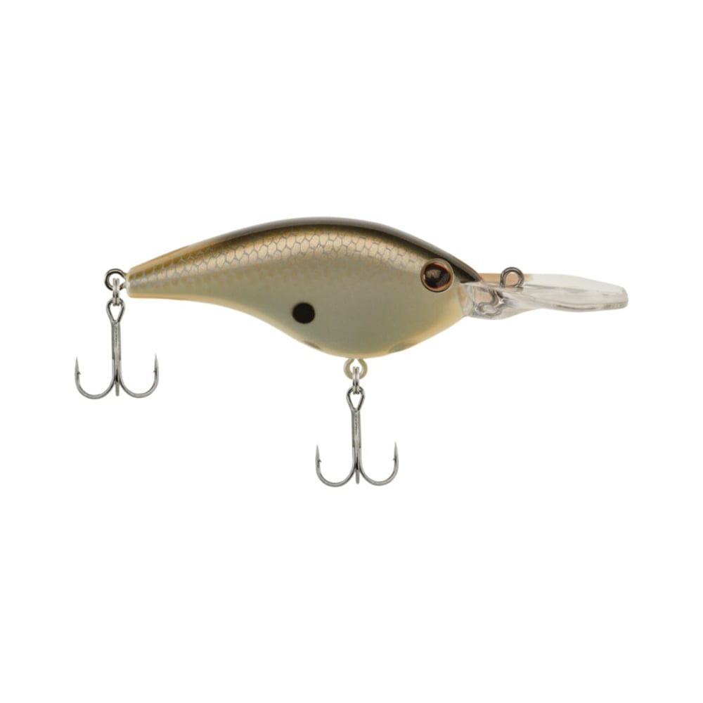 The Berkley Frittside Crankbait, ideal for bass fishing, boasts a translucent bill and two treble hooks. Its brown and gray scale pattern effectively mimics a small fish. Discover the distinctive balsa actions that make this Berkley crankbait an irresistible choice for your next catch.