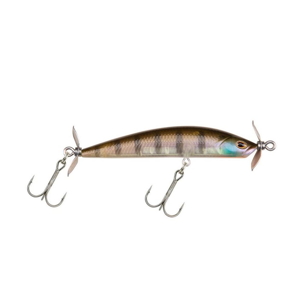 The Berkley SPY Spinbait, crafted by Berkley, is a lifelike fish-shaped lure designed specifically for clear water fishing. Featuring spybait action, it includes two sets of treble hooks and small propellers on each end. Its metallic brown sheen makes it an enticing option for landing your next big catch.