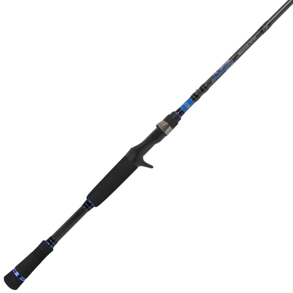 The Dobyns Maverick Series Casting Rod 7'3" Medium Heavy | MK 733C from americanlegacyfishing features a sleek design and lightweight construction, making it perfect for medium heavy tasks. Its trigger grip handle provides comfort and precision, making it an ideal choice for any angler.