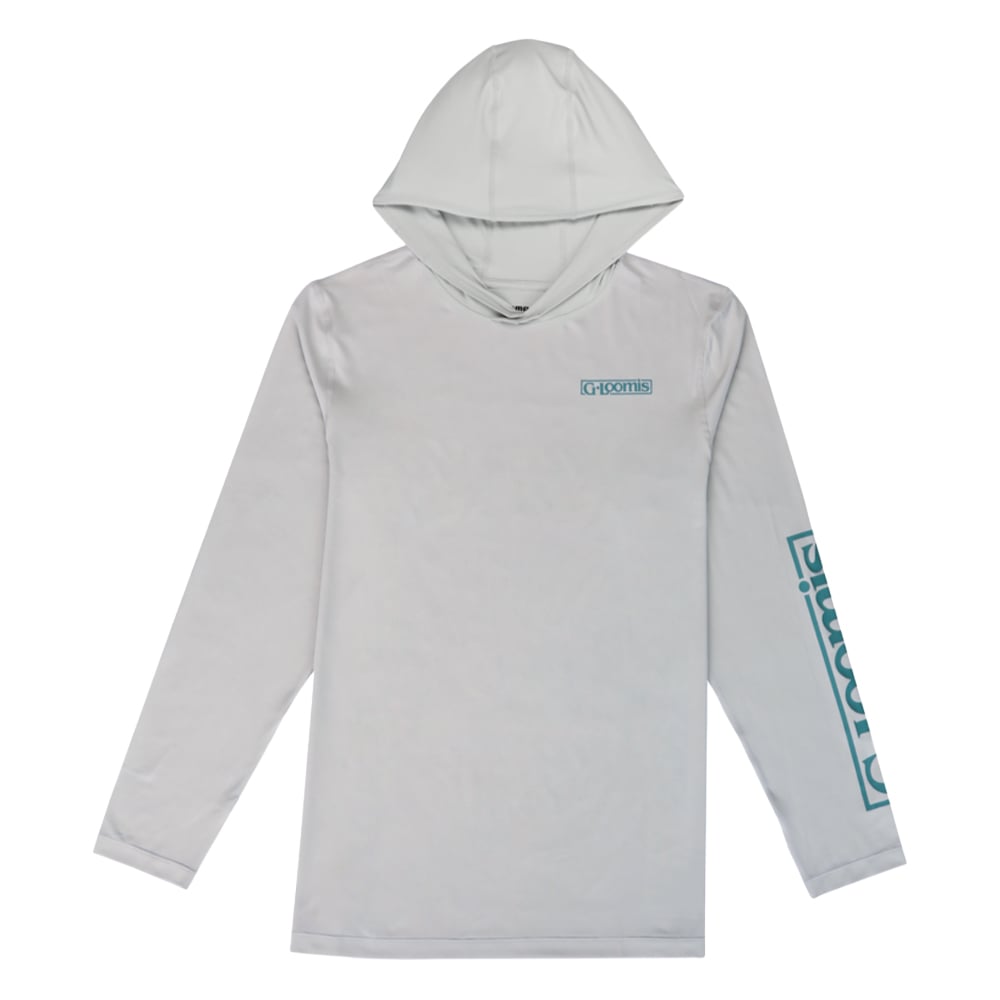 G. Loomis Long Sleeve Hooded Performance Tee Grey Front