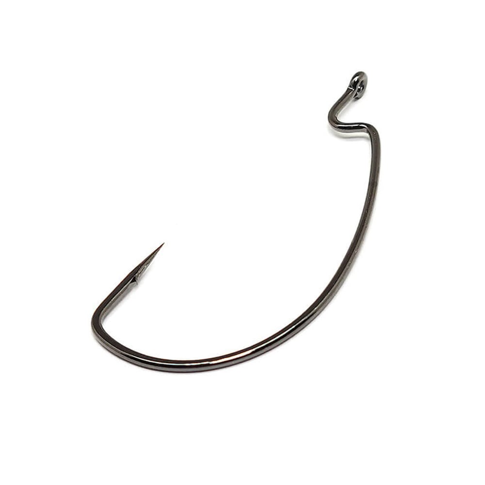 A single Gamakatsu Extra Wide Gap (EWG) Worm Hook, crafted with a curved design and sharp point, is displayed against a white background.