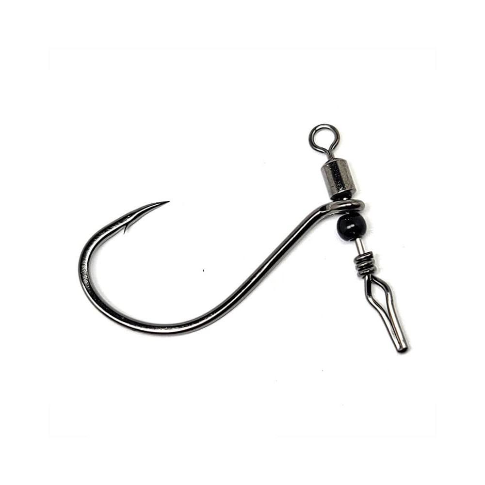 Introducing the Gamakatsu G-Finesse Swivel Shot Hook: a sleek metal fishing hook designed for drop shot fishing. Its premium swivel minimizes line twists and enhances bait presentation, while the sharp barb ensures efficient catch retention.