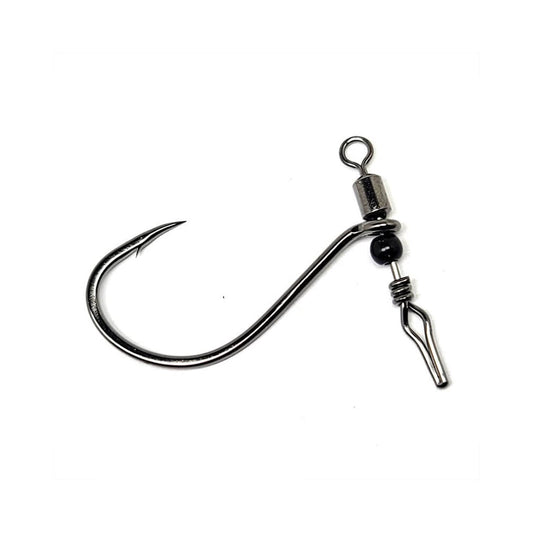 The Gamakatsu G-Finesse Swivel Shot Hook by Gamakatsu features a premium swivel for seamless line attachment, with a sharp tip and curved, shiny metal design ideal for drop shot fishing enthusiasts.