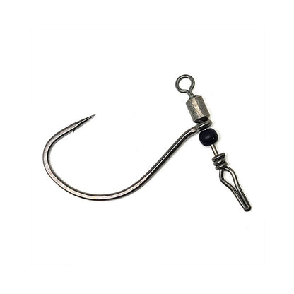 The Gamakatsu G-Finesse Swivel Shot Drop Shot Hooks are expertly crafted with a Nano Smooth Coat and feature a metal swivel and black bead on a pristine white background.