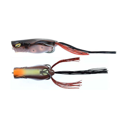 The Jackall Gavacho Frog is available in dark brown with black and red tassels, and purple and orange designs. These expert-crafted bass lures offer enticing details and long-distance casting performance for an irresistible catch.