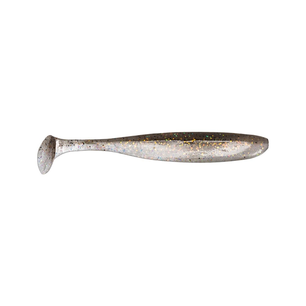 The Keitech Easy Shiner Swimbaits by Keitech are soft plastic lures crafted in the shape of a minnow with a paddle tail and feature a translucent body adorned with sparkly flecks to entice predator fish.