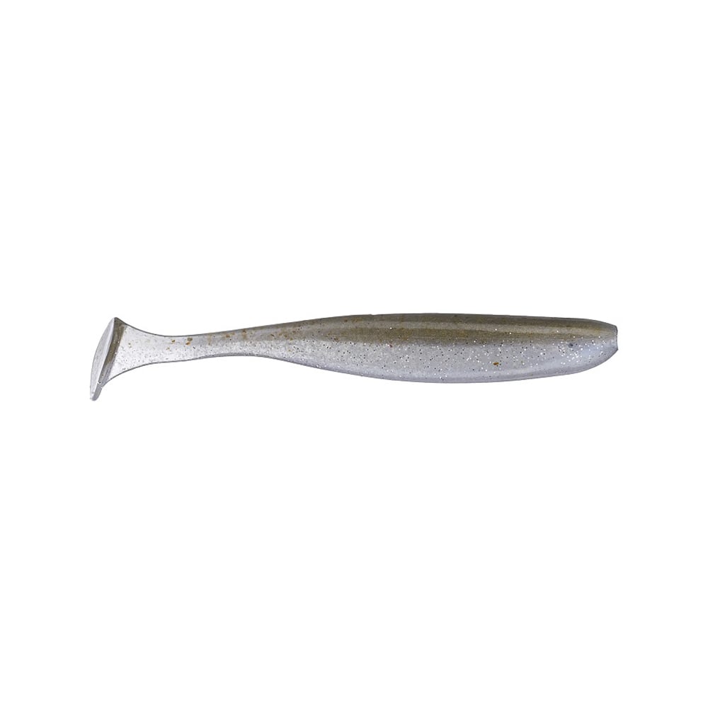 A Keitech Easy Shiner Swimbaits lure, featuring a silver, streamlined body with a small tail fin to imitate a fish's natural swimming action, is displayed against a plain white background.