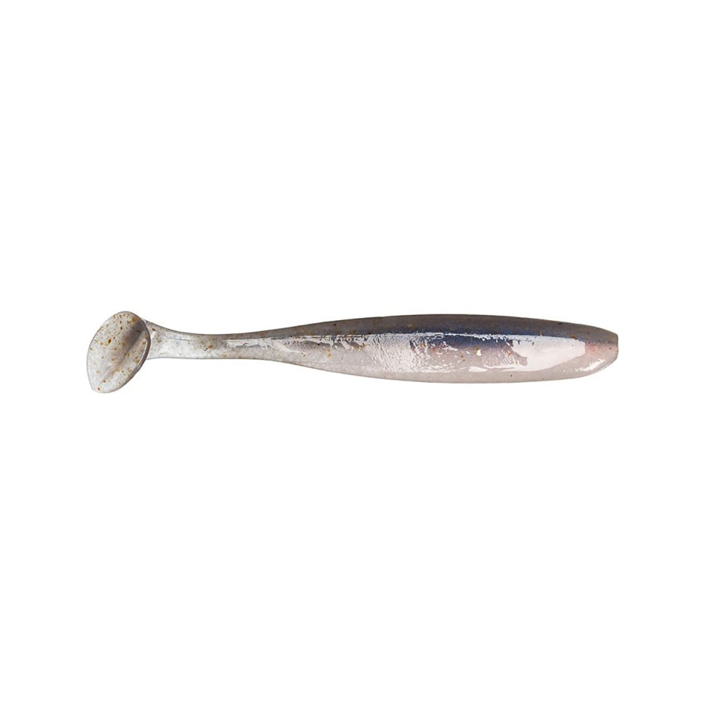 Displayed against a plain white background is a Keitech Easy Shiner Swimbait, designed with an elongated body and a small, oval-shaped profile that evokes a vintage aesthetic.