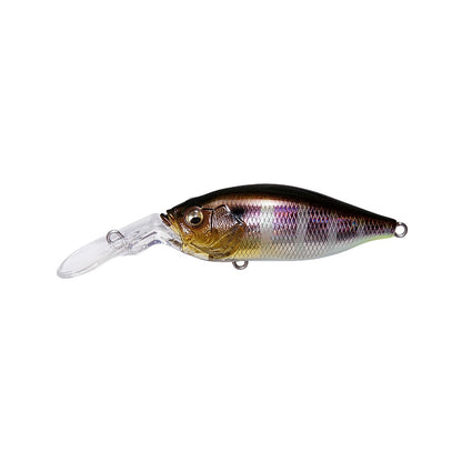 The Megabass Deep-X 100 LBO Crankbait by Megabass is a realistic fishing lure with a shiny, multicolored finish resembling a small fish. It includes the LBO II system, a clear diving lip, detailed scales, and a reflective finish to attract fish.