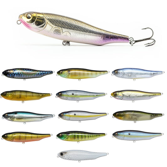 Explore our Megabass collection of fishing lures, including the vibrant Giant Dog-X model. Each lure features a fish-like shape and single treble hook, offering excellent roll-walking action in eye-catching colors like gold and purple for an unbeatable catch.