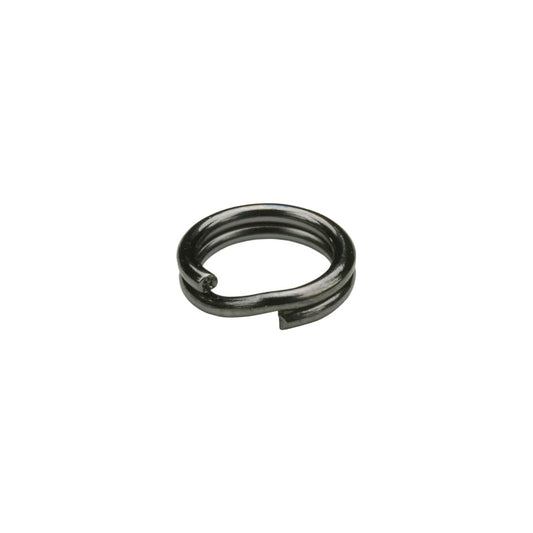 The Owner Hyper Wire Split Rings in black chrome are circular with a single split cut, functioning like heavy-duty split rings to provide tension and prevent loosening in threaded connections; shown on a plain white background.