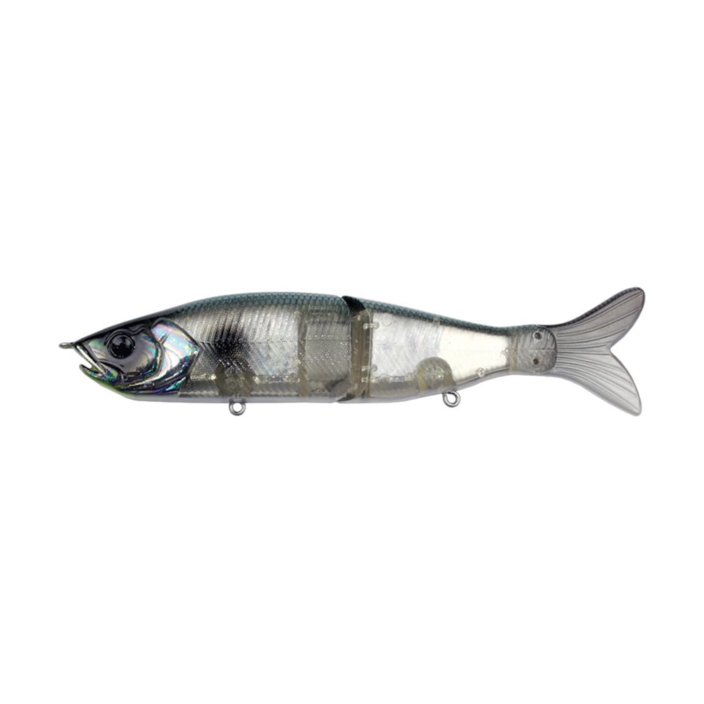 The River2Sea S-Waver Swimbait is a lifelike, segmented fishing lure that imitates a fish with its shimmering, translucent form and articulated parts. Engineered to replicate the movement of an actual fish, it features an S-Action swimming motion, metallic finish, detailed scales, and tail fin.