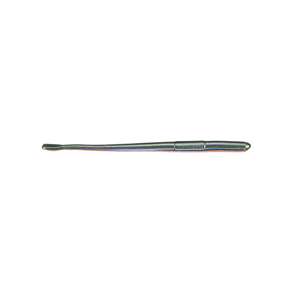 A single Roboworm Straight Tail Worm, horizontally placed, features a streamlined flat design with a glossy finish reminiscent of triple color pours.