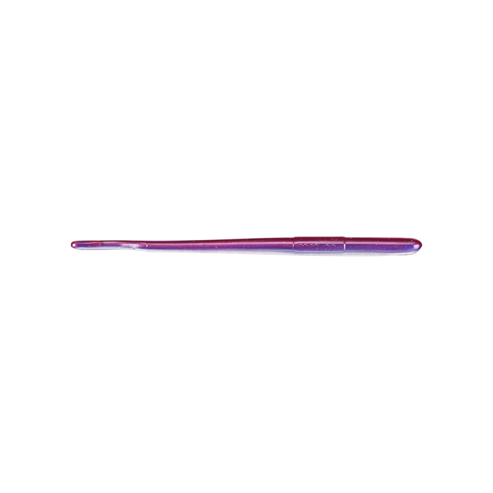 A purple crochet hook with a smooth, tapered handle is laid horizontally against a plain white background, reminiscent of the sleek design of Roboworm's Straight Tail Worms.