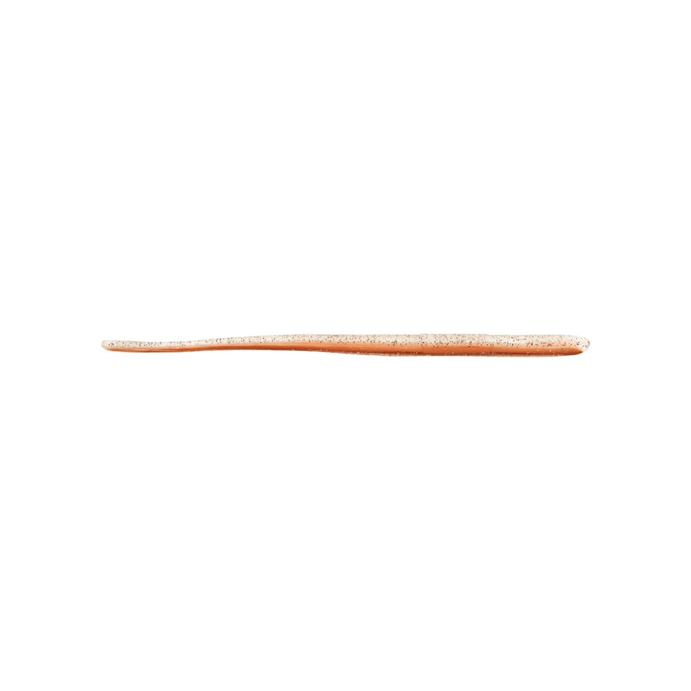 A Roboworm Straight Tail Worms lure in orange and white is featured against a plain white background, designed to resemble a worm.