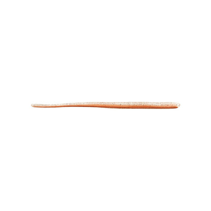 A single elongated, slender, and slightly curved Roboworm Straight Tail Worm by Roboworm, reminiscent of a minimalist sculpture or a natural element with its soft triple color pours, set against a plain white background.