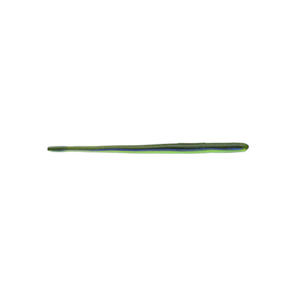 Introducing the Roboworm Straight Tail Worms by Roboworm, this expertly crafted fishing lure resembles a slender worm with a unique triple color pour. It boasts a green top, blue underside, and subtle transitional hues to mimic small prey in the water. Additionally, it features an innovative salt release system for enhanced effectiveness.