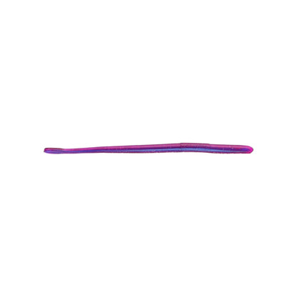 A close-up of a single purple bobby pin, echoing the vibrant hues typical of Roboworm Straight Tail Worms by Roboworm, lies horizontally on a white background.