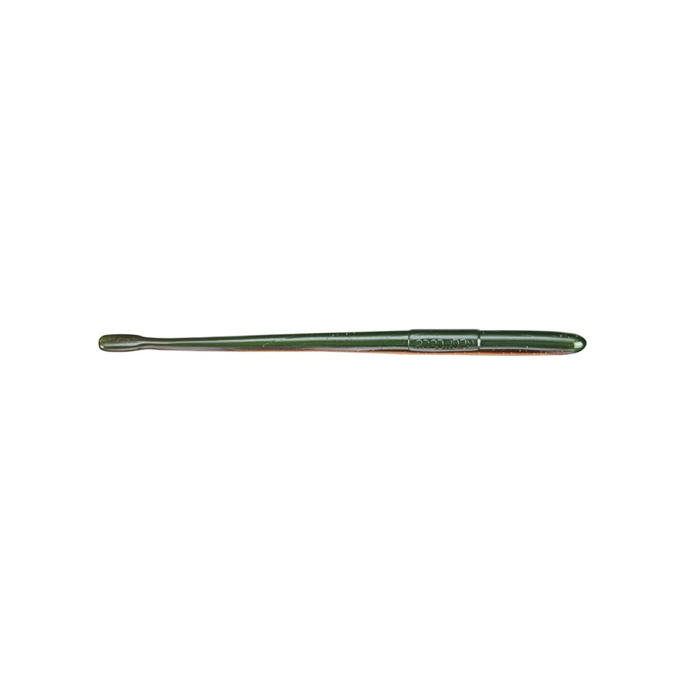 A solitary green toothbrush, featuring a sleek handle that mirrors the precision of Roboworm's Straight Tail Worms, is set against a white background.