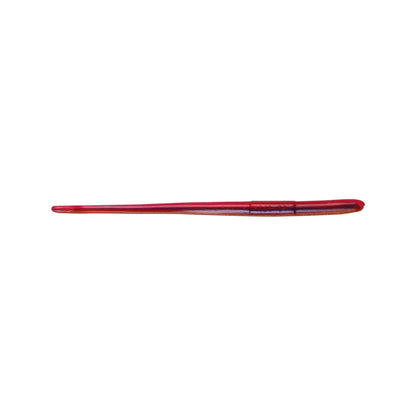 A translucent red chopstick with a smooth, tapered design is showcased against a plain white background. Its glossy finish, much like the sleek lines of Roboworm's Straight Tail Worms, emphasizes its modern appearance.