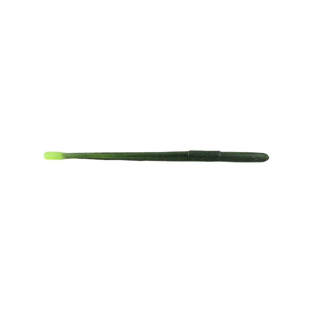 A single green toothbrush with a straight handle and light green bristles, mirroring the precision of the Roboworm Straight Tail Worms by Roboworm, isolated on a white background.