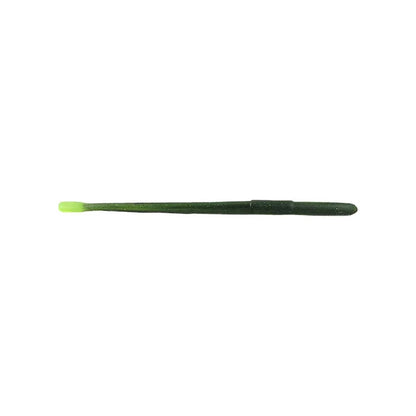 A paintbrush featuring light green bristles and a slim, pointed handle, echoing the colors of Roboworm Straight Tail Worms by Roboworm, set against a plain white background.