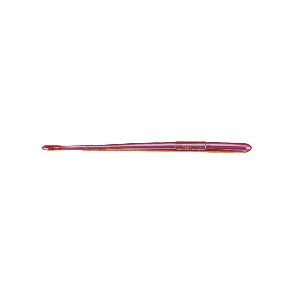 A single, red crochet hook with a sleek and glossy finish is placed horizontally against a plain white background, resembling the precision of Roboworm Straight Tail Worms by Roboworm.