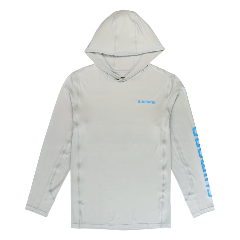 Shimano Long Sleeve Hooded Performance Tee Grey Front