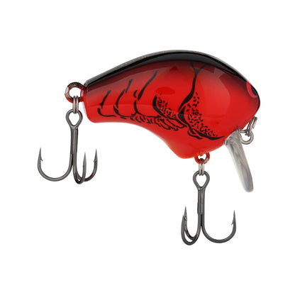 The Shimano Macbeth Shallow 50F Wake Bait boasts a red and black design with two treble hooks. This lure is enhanced by a Hybrid Edge round bill and features a detailed shrimp-like pattern, making it perfect for diving into prime fishing locations.