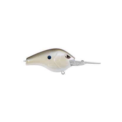 The SPRO Fat Papa 55 Crankbait is a realistic, fish-shaped lure with a beige and white body, dark eyes, and a clear plastic lip. Expertly crafted for anglers using Gamakatsu treble hooks, it embodies techniques inspired by Russ Lane.