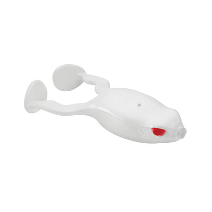 The Spro Flappin Frog 65 by SPRO is a topwater lure that showcases a white rubber body with red eyes and paddle-like legs, precisely matched with a Gamakatsu Nano-Coated Superline Double Frog Hook to boost fishing performance.