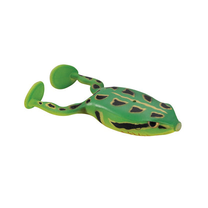 Introducing the SPRO Flappin Frog 65, a topwater lure crafted to captivate with its green body adorned with black spots. It features two large rear legs and a sleek design, equipped with the Gamakatsu Nano-Coated Superline Double Frog Hook for outstanding performance in the water.