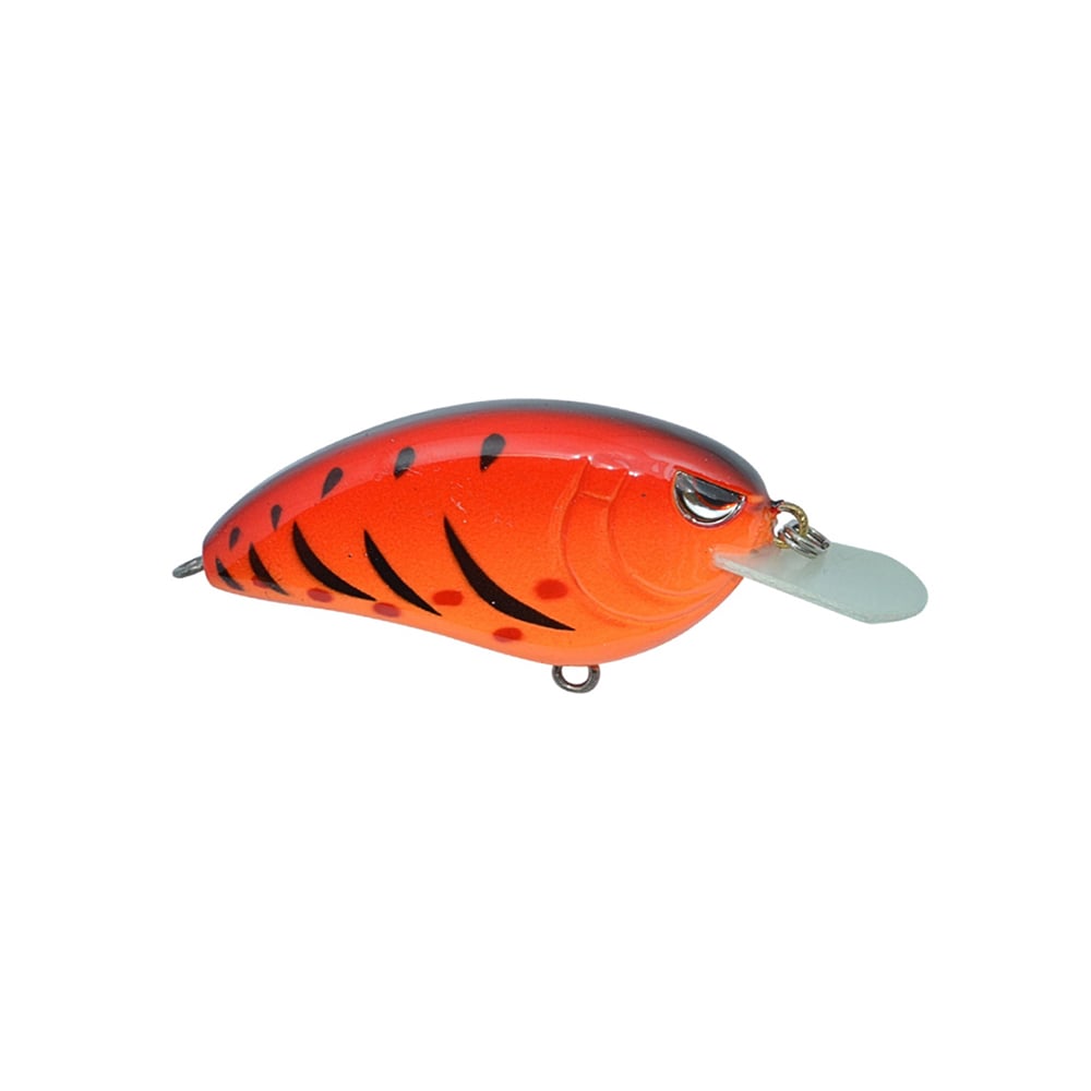 The SPRO Little John 50 Crankbaits feature a sleek, fish-like design with bright orange and black stripes. Equipped with a plastic lip and Gamakatsu trebles, these lures are expertly crafted to effortlessly entice fish underwater.