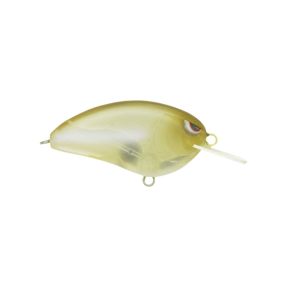 The SPRO Little John 50 Crankbaits is a translucent, beige lure with a streamlined body and fin-like details. It comes equipped with high-quality Gamakatsu treble hooks, featuring an attached hook underneath and a protruding lip at the front, making it perfect for enticing your next big catch.