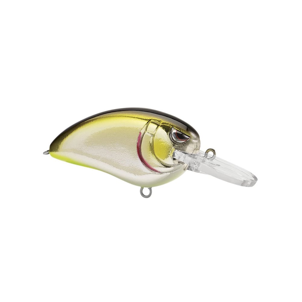 The SPRO Little John MD Crankbait is a realistic fish-shaped lure with a transparent lip and a gold/dark brown color scheme. It features metallic eye details, fishing line loops, and sharp Gamakatsu treble hooks to enhance catch success.