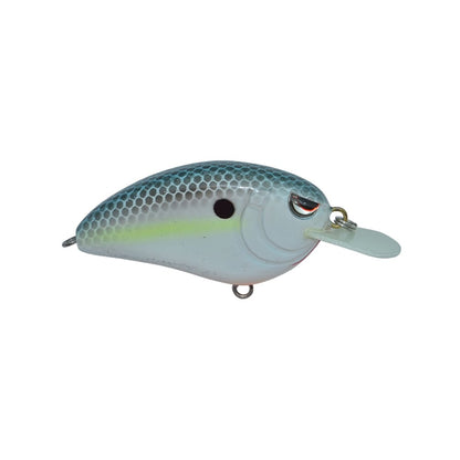 The Spro Little John 50 Crankbaits from SPRO showcase a striking blue and white design adorned with a black dot and a diving lip. Its textured, scaled top pairs beautifully with the silver hook ring, while the silent weight transfer system boosts its performance underwater.