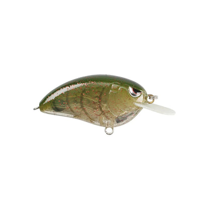 The SPRO Little John 50 Crankbaits are green and translucent fishing lures, expertly crafted with Gamakatsu trebles. They are designed to resemble a small fish with a reflective speckled surface and feature a clear plastic lip for diving.