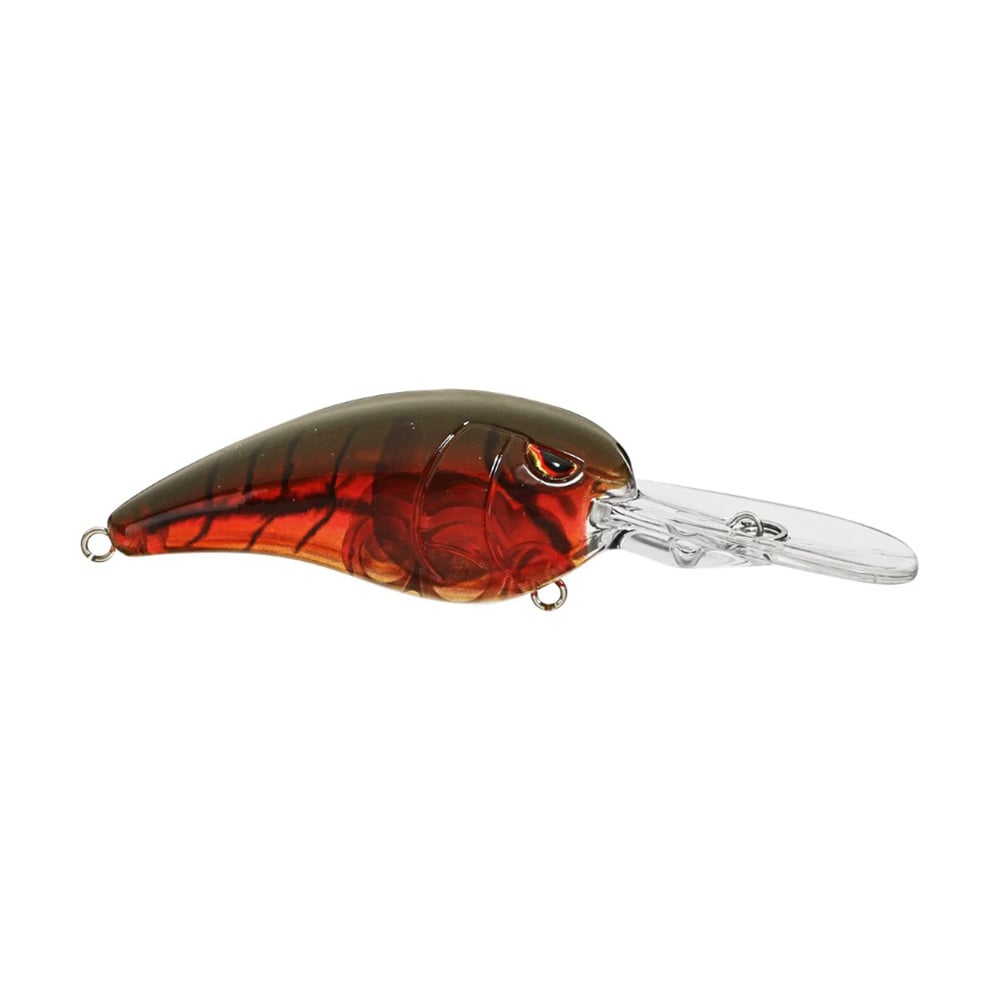 The SPRO Mike McClelland RkCrawler 55 Crankbait features a translucent orange and brown fish-like body with a clear plastic lip, offering an irresistible wobbling hunting action.