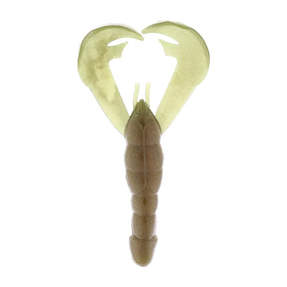 The Strike King Rage Craw, a soft plastic bait crafted by the reputable brand Strike King, mimics a small crayfish with its brown segmented body and two large translucent claws, making it an ideal fishing lure to attract even the most elusive catches.