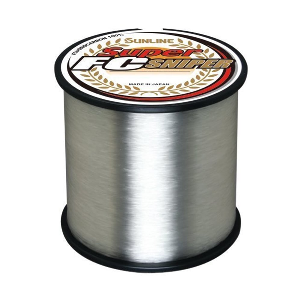 The Sunline Super FC Sniper 1200yd fluorocarbon line is an excellent addition to any fishing tackle collection. It comes on a cylindrical spool with a sleek metallic silver finish and a black edge. The label on top prominently displays the Sunline brand name along with product details, ensuring you have premium gear for your angling adventures.